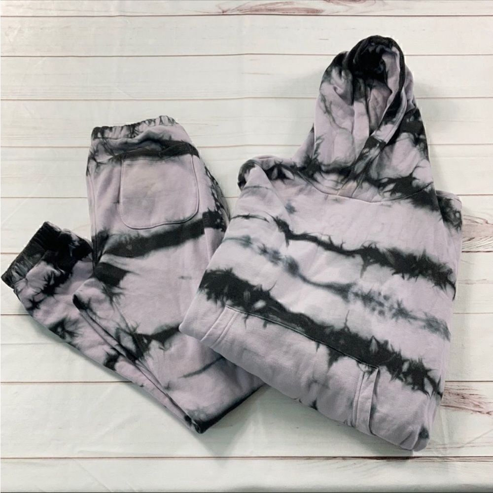 Ragdoll Tie Dye Hoodie & Jogger Sweat Outfit In Lilac